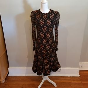 Womens midi vintage evening dress. Black and gold